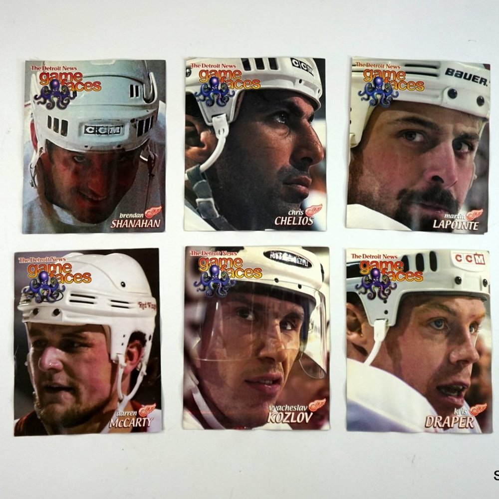 6x Detroit News Game Faces Detroit Red Wings 8x10 Lot Shanahan McCarty Chelios